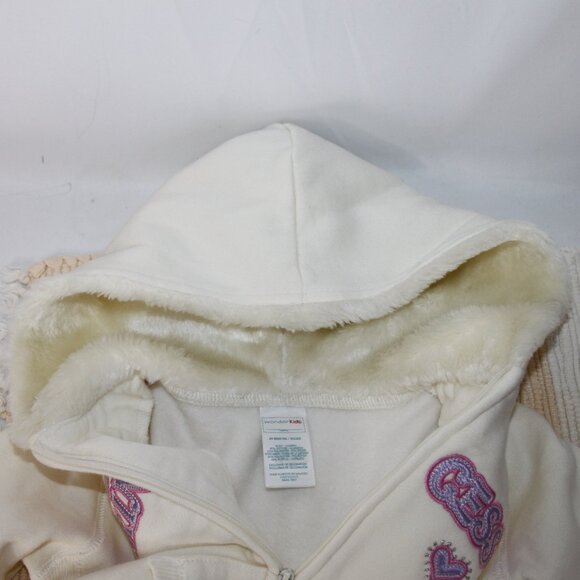 WONDER KIDS PRINCESS FULL ZIP UP HOODED SWEATSHIRT SZ 24 MONTHS CREAM PINK PURPL - Picture 13 of 16